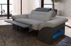 Relax Sessel modern Monza mit verstellbaren Kopfstützen in Webstoff - grau Hugo5 - Die LED Beleuchtung und Relaxfunktion sind optional erhältlich. Bei weiteren Fragen kontaktieren Sie uns bitte.
