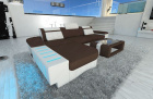 Stoff Couch Bellagio in L Form mit LED in dunkelbraun - Mineva7