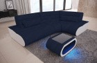 Mikrofaser Couch Concept L Form Mini in dunkelblau - Mineva17