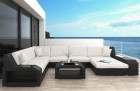 Rattan Lounge Sofa Matera U-Form LED Licht - beige