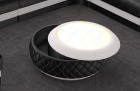 Runder Wohnzimmertisch gesteppt mit LED in schwarz - Samtstoff SunVelvet1015