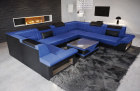 Samstoff Sofa Brianza U Form in blau-schwarz - SunVelvet1027