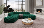 Design Polster Ecksofa Lanzarote L Form Lounge mit Samtstoff Bezug in Grün