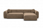 Designer Polster Couch Cortegada L Form kurz mit Samtstoff Bezug in Braun