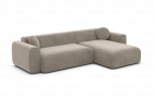 Designer Polster Couch Cortegada L Form kurz mit Samtstoff Bezug in Dunkelbeige