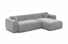 Designer Polster Couch Cortegada L Form kurz mit Samtstoff Bezug in Hellgrau