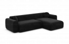 Designer Polster Couch Cortegada L Form kurz mit Samtstoff Bezug in Schwarz