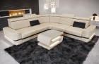 Samtstoff Sofa Positano L Form in creme - SunVelvet1001 - Nebenfarbe schwarz