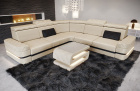 Positano L Form Sofa Mini mit Beleuchtung und Stoffbezug in creme - SunVelvet1001 - Nebenfarbe schwarz