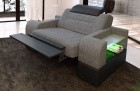 Relax Sessel modern Parma mit verstellbaren Kopfstützen in Webstoff grau -Hugo5 - Die LED Beleuchtung, USB Anschluss und Relaxfunktion sind optional erhältlich.