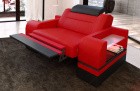 Leder Sessel Parma in rot-schwarz - Die LED Beleuchtung, USB Anschluss und Relaxfunktion sind optional erhältlich.