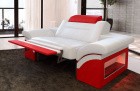 Sessel Monza mit Leder in den Farben weiß-rot - Die LED Beleuchtung, USB Anschluss und Relaxfunktion sind optional erhältlich.