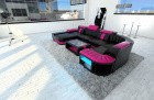 Wohnlandschaft Bellagio U Form Sofa in Schwarz-Pink