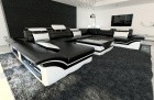 XXL Wohnlandschaft Enzo U Form Sofa in Schwarz-Weiß