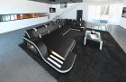 Sofa Wohnlandschaft Leder Palermo U Form schwarz-weiss