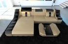 Couch Turino Leder L Form sandbeige-schwarz