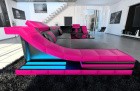 Sofa Wohnlandschaft Leder Turino U Form Schwarz-Pink