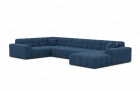 Sofa Wohnlandschaft Ibiza U Form mit Strukturstoff Bezug in Blau