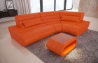 Designer Ecksofa Leder Concept Mini L Form in orange