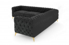Design Polster Eckcouch Sofa Cordoba L Form kurz in Samt Schwarz mit goldenen Sofabeinen