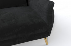 Ecksofa Fuerteventura L Form mit Samtstoff-Bezug in Schwarz und goldenen Sofa-Beinen