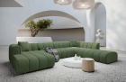 Design Stoff Wohnlandschaft Almagro U Form XXL mit Strukturstoff Bezug - Grün