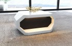 Leder Couch Tisch Asti mit optional erhältlicher LED Beleuchtung in weiss-schwarz