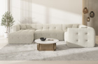 Polster Sofa Wohnlandschaft Sevilla U Form mit Boucléstoff Bezug - Weiss