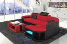 Sofa mit Mikrofaser Bergamo L Form mit LED Beleuchtung in rot - Mineva20