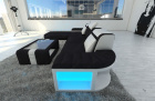 Stoff Couch Bellagio in L Form mit LED in schwarz - Mineva14