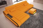 Polstersofa Concept L Form lang mit LED-Beleuchtung in apricot - Mineva16