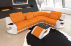 L Form Sofa Genua in Mini mit LED und Stoffbezug in apricot - Mineva16