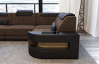Couch Bezug Webstoff Como L Form mit LED-Beleuchtung in braun - Hugo8 Strukturstoff