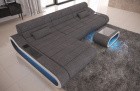 Polster Couch Concept L Form lang in grau - Hugo5 Strukturstoff