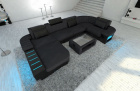 Stoff Sofa Wohnlandschaft Bellagio U Form mit Mikrofaser dunkelgrau -Mineva8