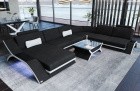 Luxus Sofa Calabria Stoff XXL in schwarz - Hugo14 Strukturstoff