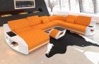 Design Stoff Sofa Swing XXL mit Ottomane in Mineva 16 - apricot