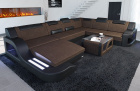 Designer Stoff Sofa Wohnlandschaft in braun - Hugo8