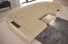 Stoffcouch Concept U Form LED Beleuchtung in beige - Mineva4