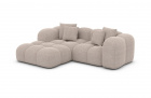 Moderne Stoffcouch Formentera L Form Mini mit Strukturstoff Bezug - Beige