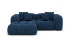 Moderne Stoffcouch Formentera L Form Mini mit Strukturstoff Bezug - Blau