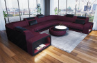 Mini U Form Sofa Foggia als Wohnlandschaft mit Stoffbezug in lila - Mineva13