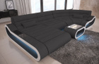 Stoffcouch Concept U Form LED Beleuchtung in dunkelgrau - Mineva8