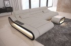 Moderne Polster Couch Concept L Form lang in elfenbein - Hugo1 Strukturstoff