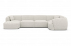 Stoff Sofa Wohnlandschaft Tabarca U Form mit Boucléstoff-Bezug in Weiß