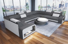 Mini U Form Sofa Foggia als Wohnlandschaft mit Stoffbezug in grau - Hugo5 Strukturstoff