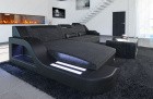 Eck Couch Palermo L Form mit LED und Webstoff schwarz grau - Hugo12
