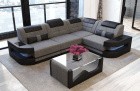 Sofa mit Webstoff COMO U LED Beleuchtung - grau Hugo 5