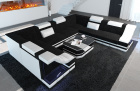 Polster Sofa Wohnlandschaft Bianchi U Form mit LED Beleuchtung in dunkelgrau - Hugo13