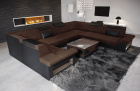 Sofa Wohnlandschaft Brianza U Form in braun-schwarz - Hugo8
